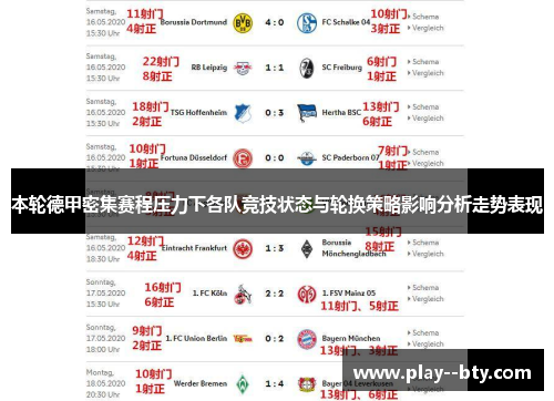 本轮德甲密集赛程压力下各队竞技状态与轮换策略影响分析走势表现 本轮德甲密集赛程压力下各队竞技状态与轮换策略影响分析走势表现